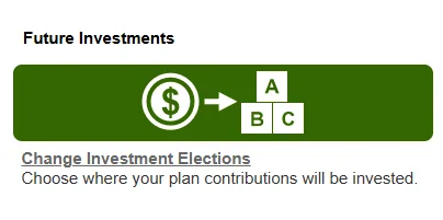Fidelity future investments screen showing change investment elections.